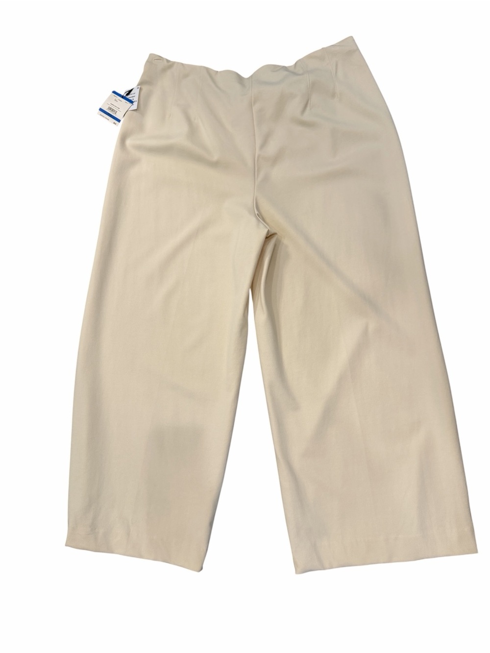 Anne Klein Crepe Wide Leg Crop Pants Pull On High Rise Parchment Ivory XL NEW - Picture 5 of 13